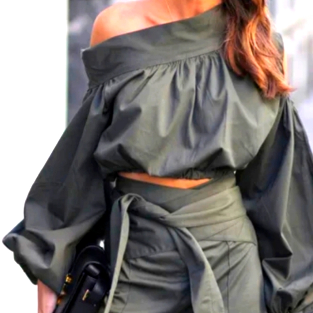 💚NEW!🤑2-piece CHIC 🔔bell pants set With a Long belt/sash 😍 ❤️